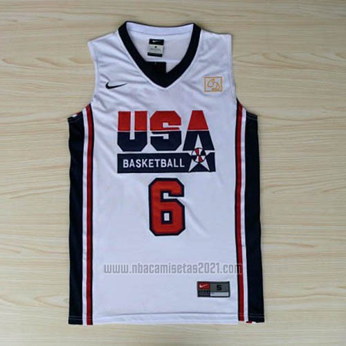 Camiseta USA 1992 Lebron James #6 Blanco